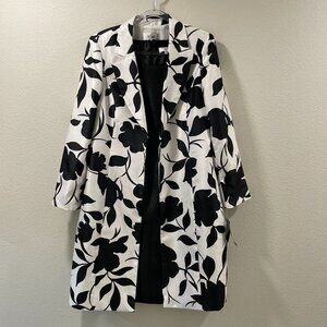 LE SUIT "City Blooms" (NWT) 2 Piece Dress Long Line Blazer Suit, White/Black -12